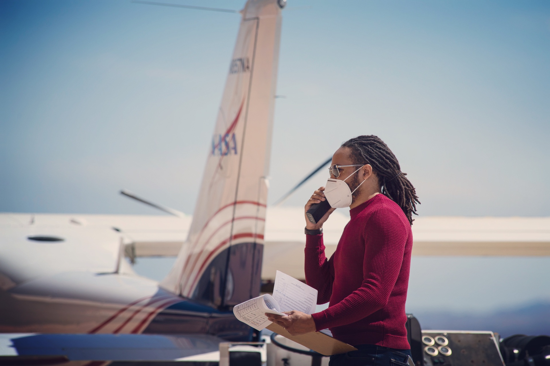 DJ Catlin performing a preflight inspection at NASA